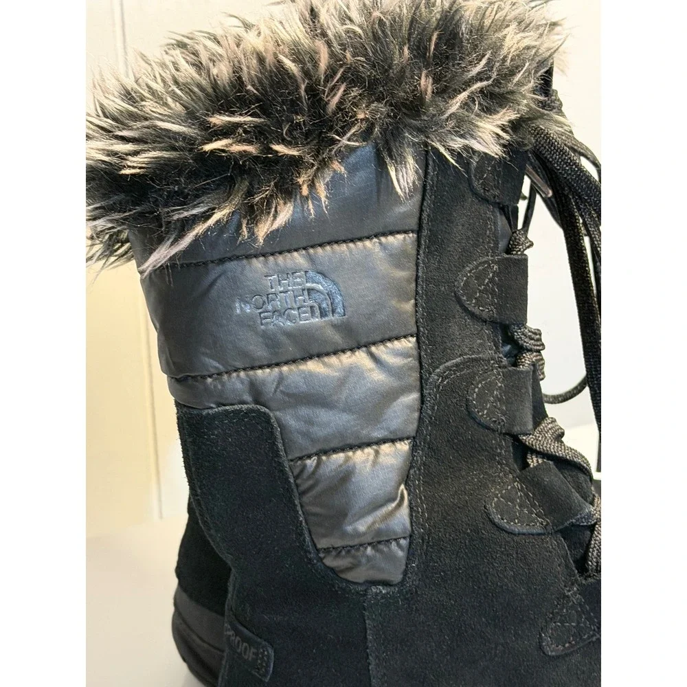 The North Face Snow Boots Black Waterproof Primaloft Faux Fur‎ Winter Womens 7.5